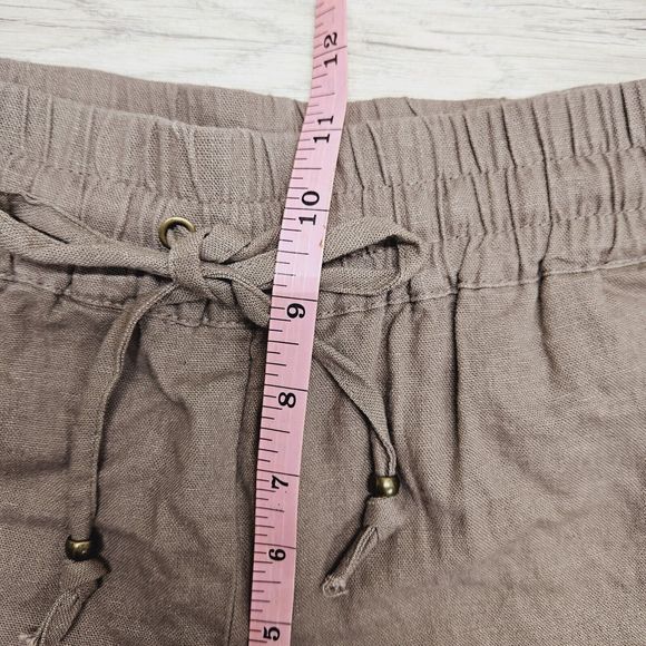 LOVE TREE  Womens Brown Linen Drawstring Shorts Size Large - Picture 4 of 8